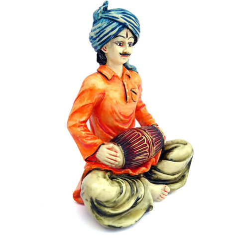 Indian Man Playing Tabla Polyresin Statue – Elegant Home Décor Showpiece