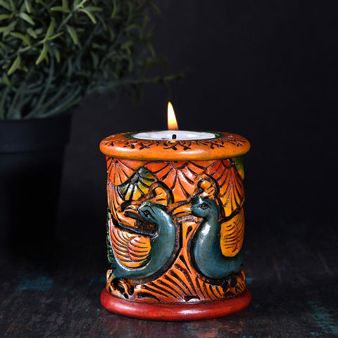 wooden handcurved candle holder