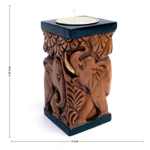 wooden engraved tea light holder