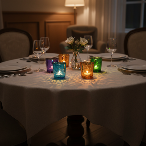 Multi-Color Sparkling Glass Votive Candle Holders, Set of 6