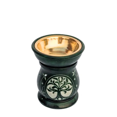 Handcrafted Soapstone Aroma Burner & Oil Diffuser with Brass Bowl