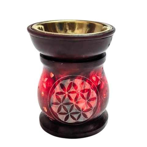 Handcrafted Soapstone Aroma Burner & Oil Diffuser with Brass Bowl