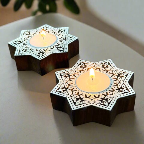 Star Carved Candle Holder