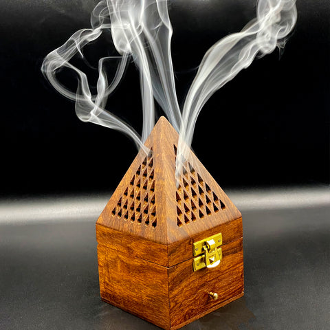 Indian Temple Shape Incense Cone Burner & Masala Incense Cones Box / Bakhoor Burner / Dhoona Box Incense Burner With Drawer