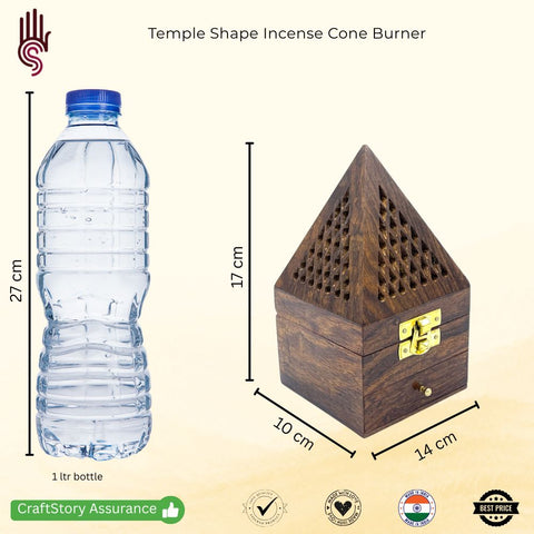 Indian Temple Shape Incense Cone Burner & Masala Incense Cones Box / Bakhoor Burner / Dhoona Box Incense Burner With Drawer