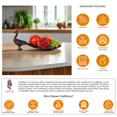 Peacock Figurine Multi-Utility Tray – A Regal Blend of Art & Functionality