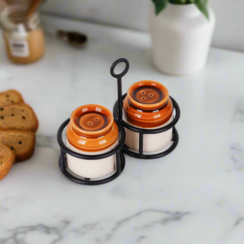 Handpainted Salt & Pepper Shaker Set In Ceramic