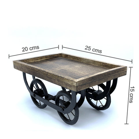 wooden trolly for food serving