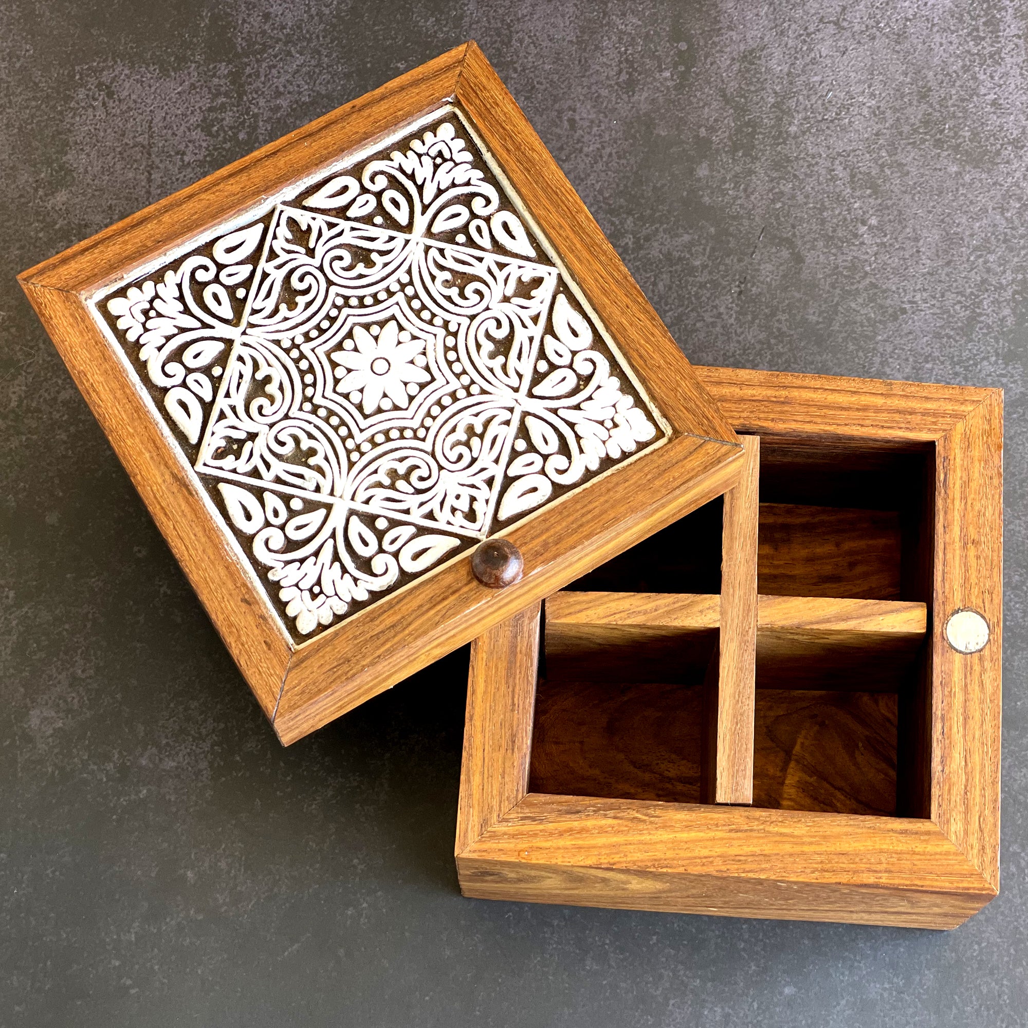 Sheesham Wood Mint Box with Magnetic Lock | Wooden Spice Storage ...